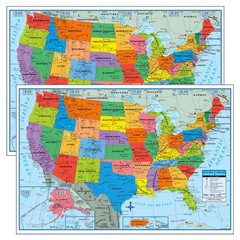 2x Wall Map Of The United States USA Road Travel Maps City Name US Poster 28×40