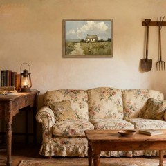 Vintage Framed Cottage Wall Art – Rustic 12×16 Farmhouse Canvas Decor
