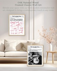 Natural Oak Wood Framed Wall Art 12×16 in, Lucky Girl Syndrome Pink Bow Newsp…