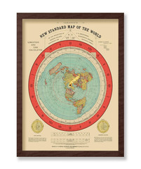 Gleason’s New Standard Map of the World Art Poster Flat Earth Map Wall Decor