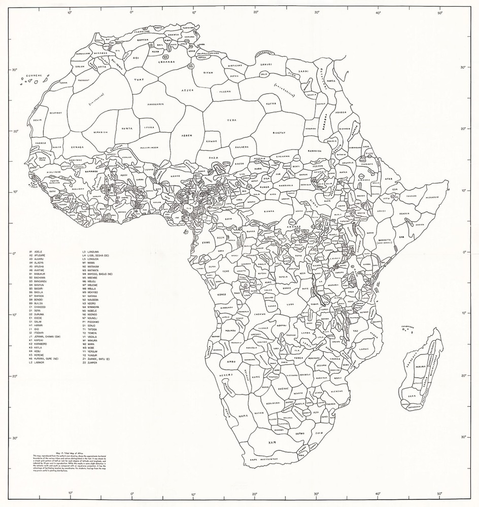 1959 Tribal Map of Africa Ethnology Population Home School History Art Print