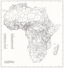 1959 Tribal Map of Africa Ethnology Population Home School History Art Print
