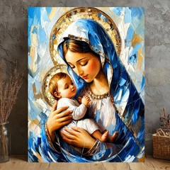 Virgin Mary and Baby Jesus Canvas Print Catholic Christian Religious Wall Art