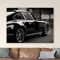 Vintage Black Porsche 911 Side View Sports Cars Canvas Wall Art Print