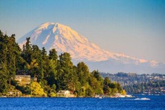 Sunset Over Mount Rainier Photo Photograph Cool Wall Art Print Poster 24×16