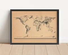 World Map in old style, World 2D Relief Map, World Vintage Map – 2D Flat