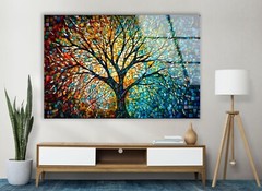 Colored Tree Glass Wall Art