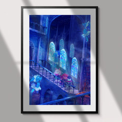 DELTARUNE Ralsei Susie Kris Dark World Library Poster Art Print