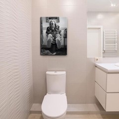Funny Bathroom Wall Art Set of 2 – Black and White Vintage Humor Bathroom Wal…