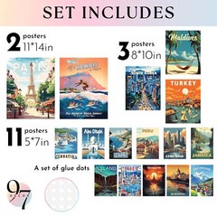 97 Decor LARGE 11×14 Vintage Travel Posters Wall Art – Large Retro Travel Dec…