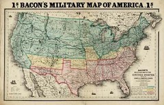 Bacons 1862 Military US Civil War Map Shewing Forts, Fortifications Wall Print