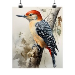 Red Bellied Woodpecker Art Print, Bird Painting, Bird Wall Art, Bird Watercolor