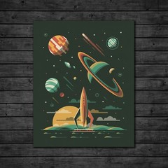 DKNG Aquarius (16″x20″ Rocket/Galaxy/Outer Space Silkscreen Art Print/Poster)
