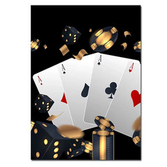 Poker Cards Neon Art Poster Canvas Printing Poker Wall Decor Card Gaming Room Ae