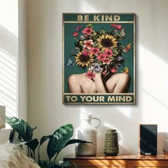 1pc Wood Frame Wall Canvas Painting Wall Plant Flower Girl Canvas Creative
