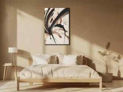 Abstract Beige, Brown & Black Painting Wall Art Canvas Unframed Print Art