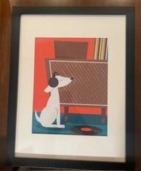 Mid Century Modern Atomic Era Dog Art Print on Canvas 4 Options