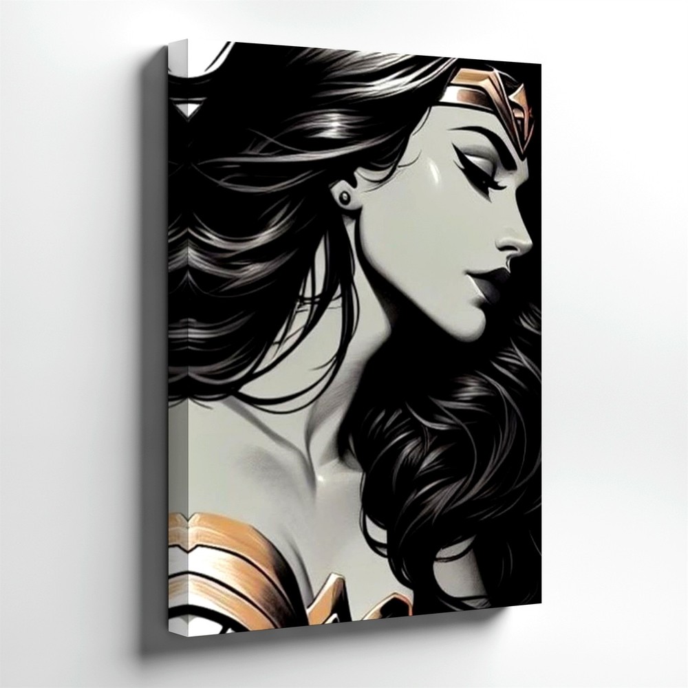 Canvas Warrior Woman Figure Portrait Black Hair Magical Home Aesthetic Decor