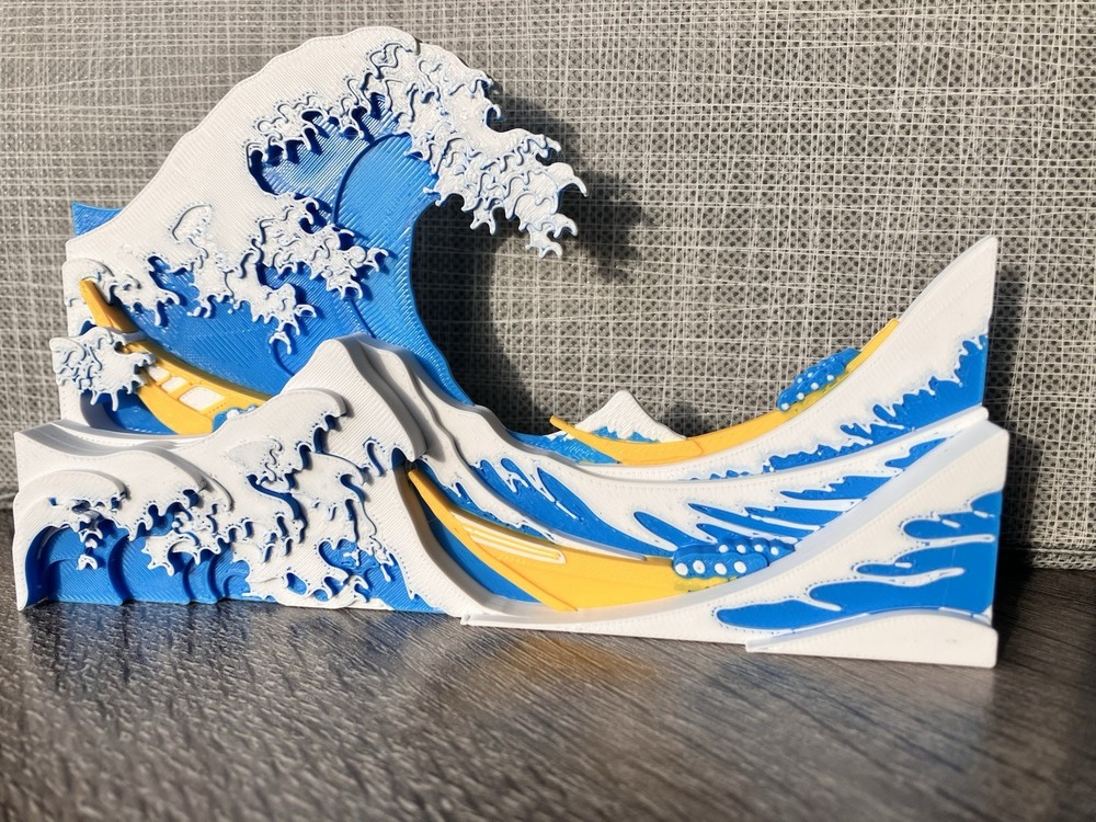 The Great Wave Off kanagawa 3D Printed Art Figure Desk Statue Home Decor