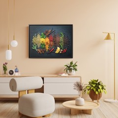 Dark Moody Culinary Spices Wall Art, Colorful Herbs and Seasonings Food Photo