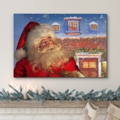 32″x48″ – Santa Claus Canvas Print Wall Art – Merry Christmas Home Decor