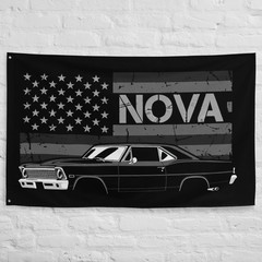 1967 Nova Wall Banner Chevy American Flag Silhouette Garage Decor 34×56