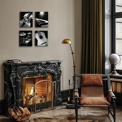 Framed Black and White Musical Instruments Wall Art, 4 Set 8×10 Inch Guitar P…