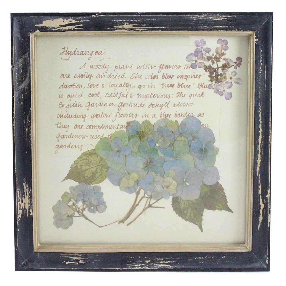 Creative Co-Op Floral Hydrangea Flower Rustic Wall Decor Hanging Picture NEW