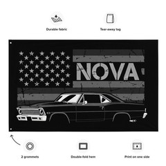 1967 Nova Wall Banner Chevy American Flag Silhouette Garage Decor 34×56