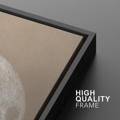 Wall26 Beige Toned Lunar Canvas Print Full Moon Realism Framed Wall Art