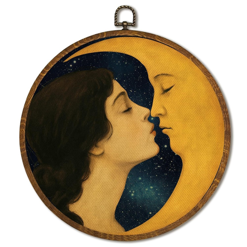 Romantic Moon Vintage Celestial Black Witchy Wall Art Decor 10x10inch, Dark M…