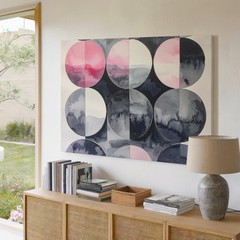 Geometric Watercolor Canvassoft Gradient Circles In Pink, Gray, & Black Wall Art