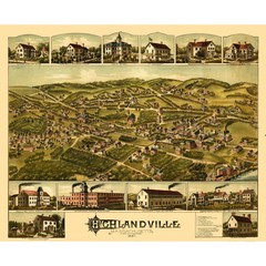 Historic Panoramic View – Highlandville Massachusetts – Bailey 1887 – Vintage