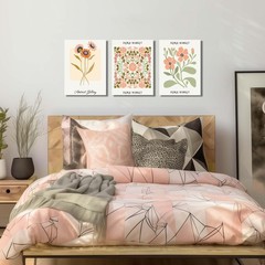 3 PCS Boho Floral Canvas Wall Art, Rustic Botanical Canvas Paintings Prints A…