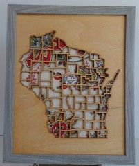 Wisconsin State Map Wood Laser Cut Wall Art Decor Picture Plastic Frame USA