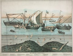 14237.Decoration Poster.Room home wall art design.Sponge fishing from boats