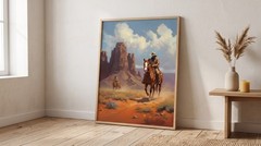 Western Cowboy Oil Painting Wall Art Monument Valley Desert Horse Canvas Poster