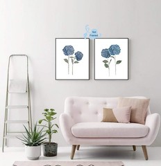 XUOIAYNB Watercolor Blue Flower Art Print-Blossom Hydrangea 8 x 10 Inch, blue