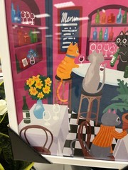 Sapna Shah Cat Bar Wall Art Framed Print 11×14 Women Owned Colorful Modern Decor