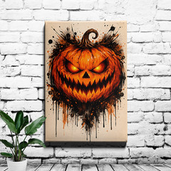 Halloween Pumpkin Spooky Black Cat Framed Wall Art Holiday Decor