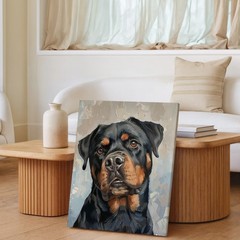 Rottweiler Dog Canvas Wall Art Oil Painting Style Animal Portrait Decor Print