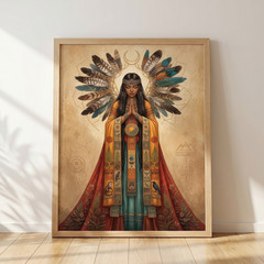 Native American Shaman Woman Poster Indigenous Goddess Spiritual Wall Art Decor