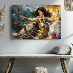 Amazon�S Wrath Canvasmythical Warrior Woman In Epic Battle Scene Wall Art