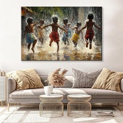 African Children Wall Art Canvas Print Framed Extra Large Living Room Decor