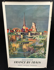 original 1953 Discover FRANCE BY TRAIN 24×39 Travel Poster – Raoul Fages