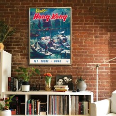 Hong Kong – Fly There by BOAC – 1950 Retro Travel Poster