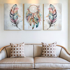 3 Pieces Bohemian Dreamcatcher Large Wall Art Set for Living Room Set Of 3
