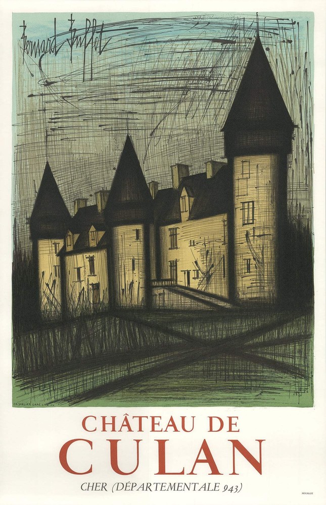 BERNARD BUFFET Le Chateau De Culan 32.75″ x 21.25″ Lithograph 1965 Modernism