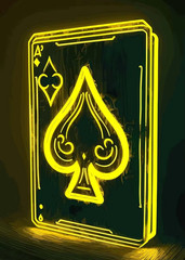 Poker Cards Neon Art Poster Canvas Printing Poker Wall Decor Card Gaming Room Ae