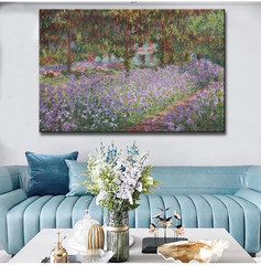Irises in Monet’s Garden Canvas Art – 32″ x 48″ Wall Decor Print